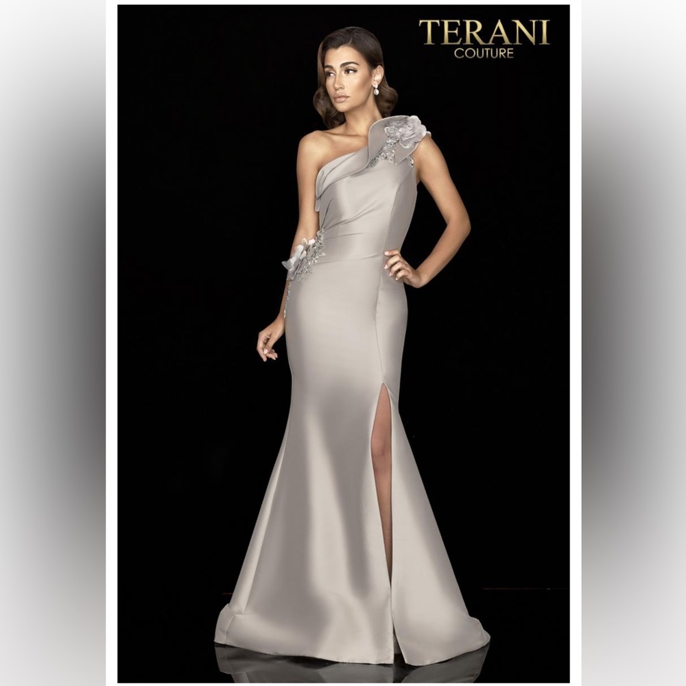 Terani Couture evening 2011E2427 one shoulder Mikado gown mother of the bride